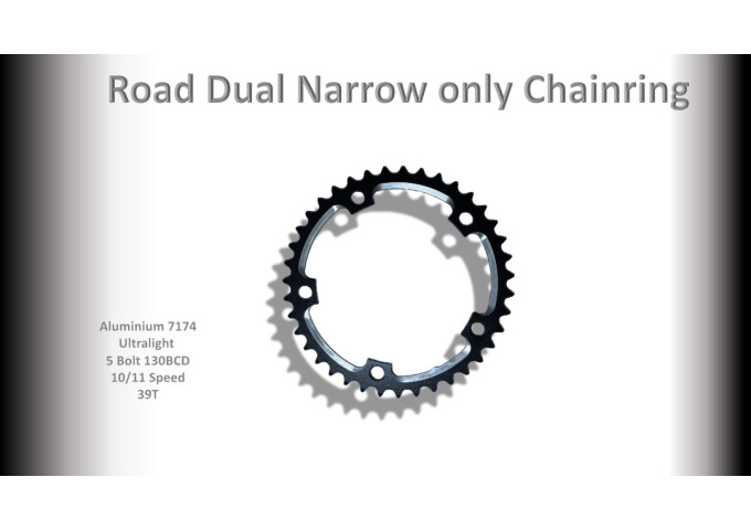 ROAD (39T) 130BCD 5 bolt 10/11s Round Black RACEWORX