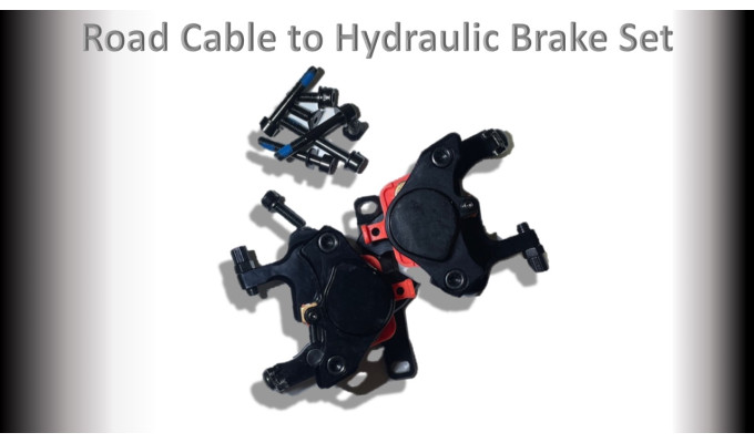 BRAKE ROAD Cable to Hydraulic  - (Flat Mount) Brake Set