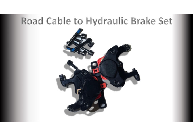BRAKE ROAD Cable to Hydraulic  - (Flat Mount) Brake Set