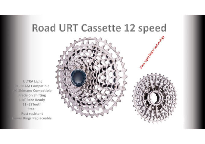 12s 11-32t Cassette Cluster Silver URT (Ultralight Race Technology) - HG