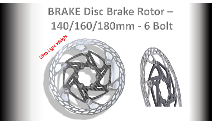 BRAKE Disc Brake Rotor - 180mm - 6 Bolt Carbon Centre