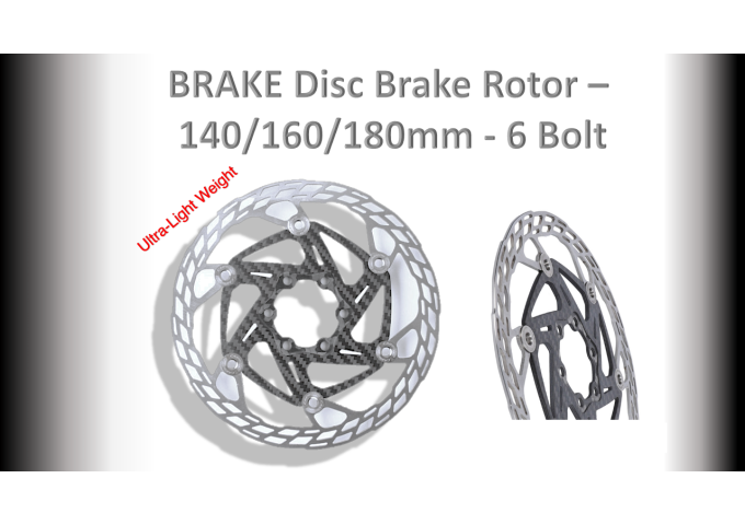 BRAKE Disc Brake Rotor - 180mm - 6 Bolt Carbon Centre